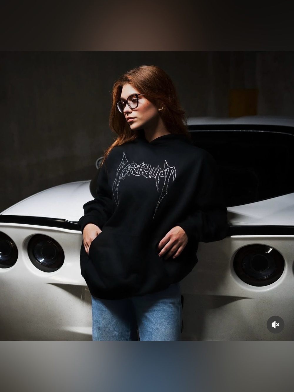 Corrupt Good & Evil Onyx Black Hoodie with White Rhinestones